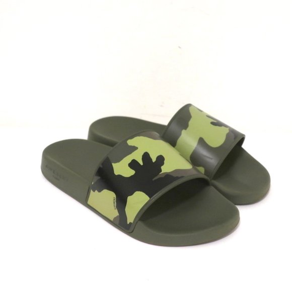 GIVENCHY CAMO POOL SLIDES GREEN RUBBER SIZE 39